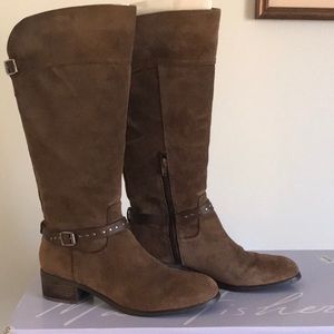 MARK FISHER TANKER BROWN SUEDE TALL RIDING BOOTS